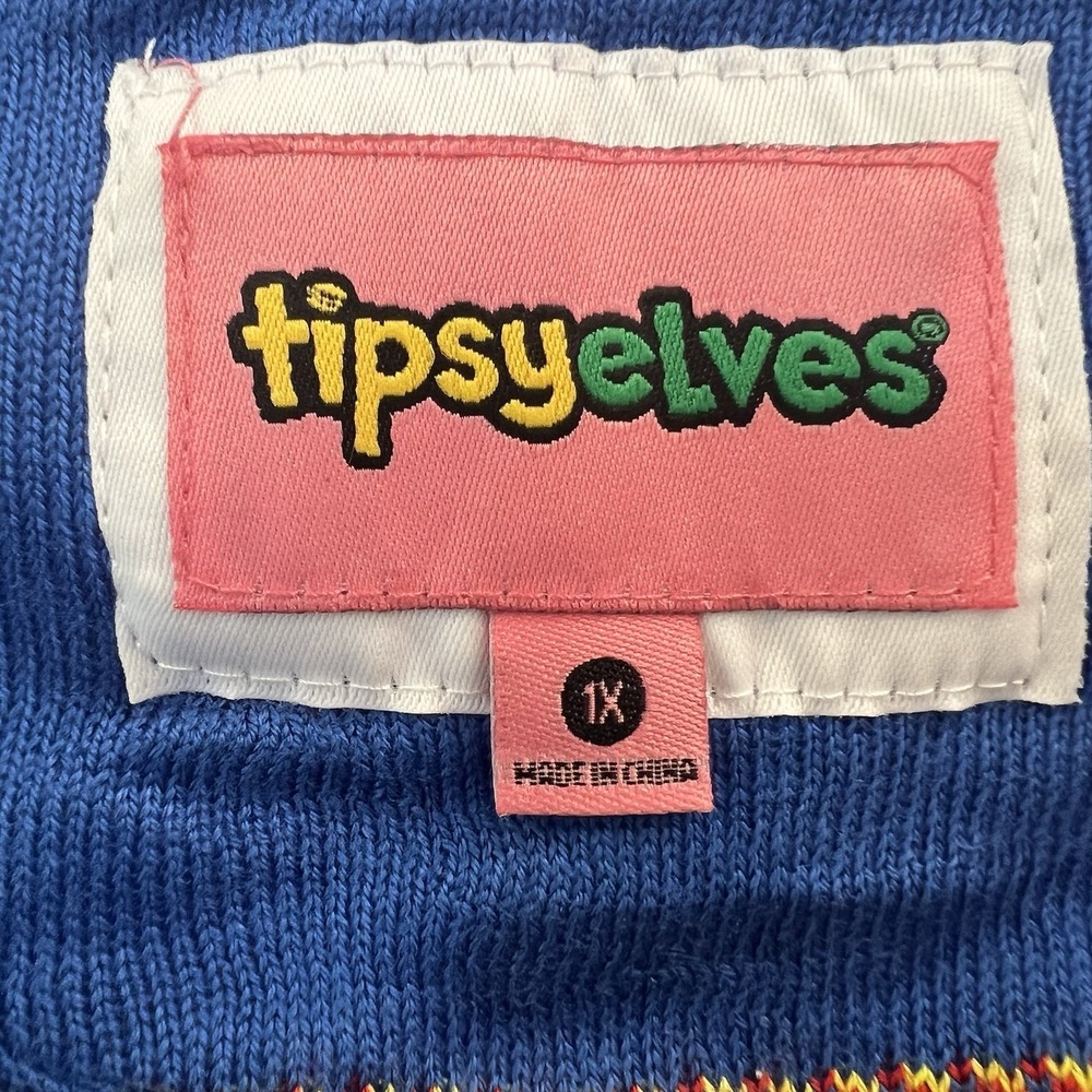 NEW Tipsy Elves Women's Christmas Lights Blue Cardigan 1X Sequin Ugly Sweater - Picture 3 of 8
